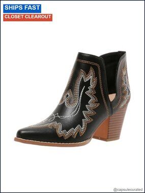 Women's Ankle Cowboy Boots Embroidered Western Booties Pointed Toe